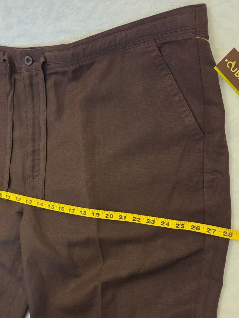 NWT Cubavera Men’s Chocolate Brown Linen Blend Drawstring Pants - XXL (44-46) - Picture 11 of 14